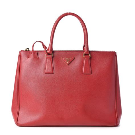 PRADA Saffiano Large Galleria Double Zip Tote Fuoco